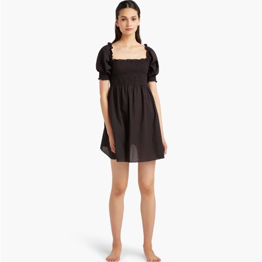 Hill House Home The Athena Nap Dress Black Swiss Dot XS